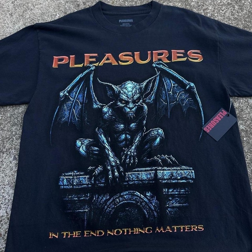 Vintage Y2K Pleasures Gargoyle Band Tee Black Gothic Medium New With Tags (d7)